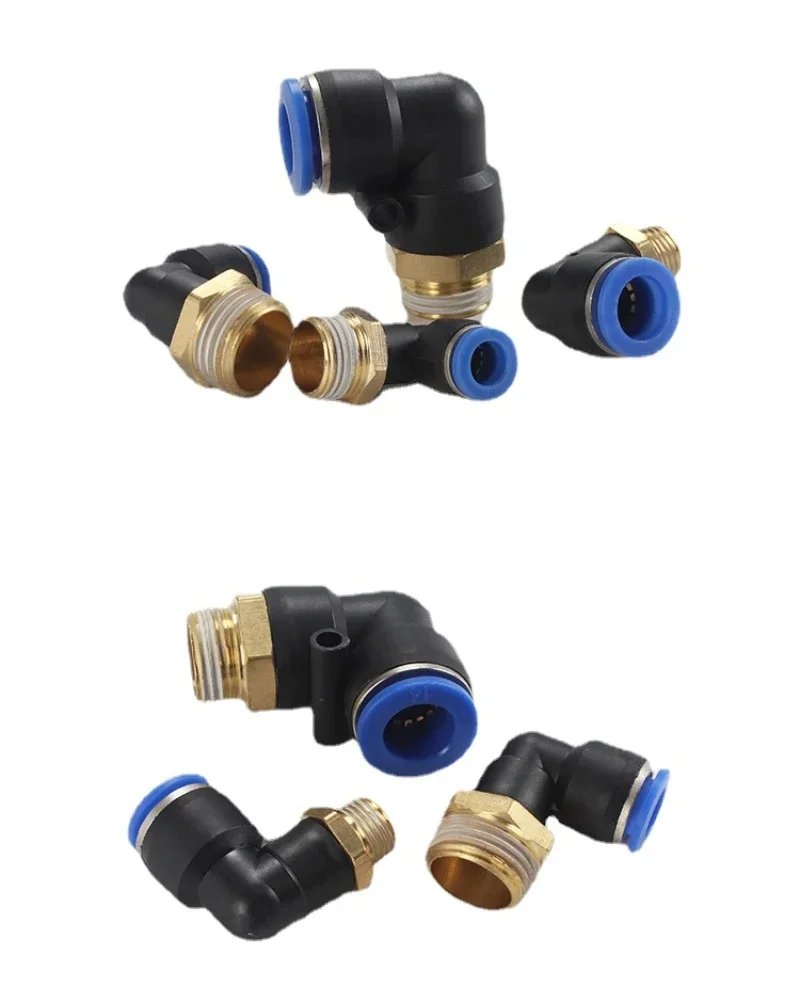 Pneumatic Male Elbow Connector Tube, Air Push In Fitting, PL4-M5, PL6-M5, PL14, PL16, M5, 1/4 '', 3/8'', 3/4''