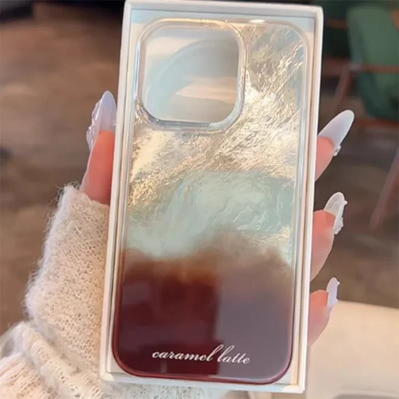 For iPhone 15 Pro Max Case Luxury Coffee Color Blending Phone Case for IPhone 16 15 14 13 12 11 7 8 Plus X XS Max XR Clear Cover