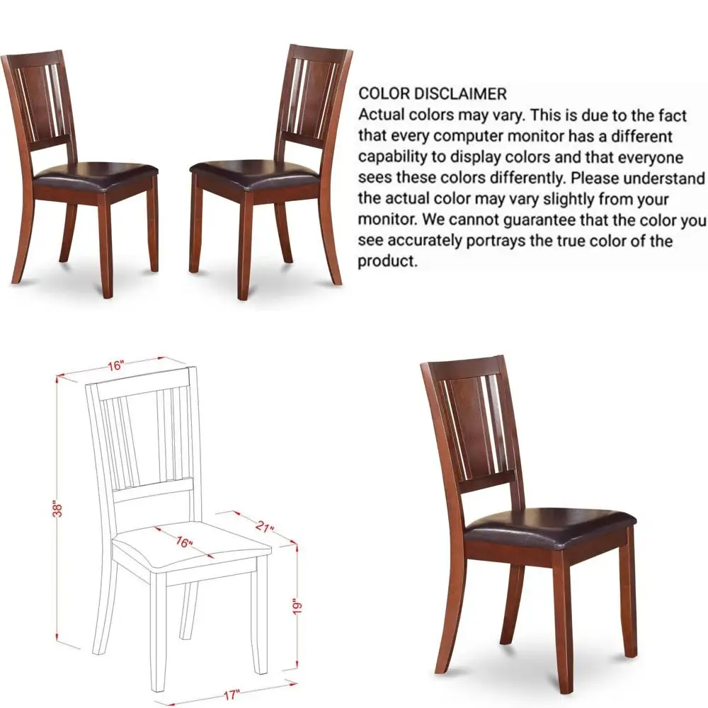 

«duc mah lc dudley деревянные обеденные стулья из искусственной кожи, отделка красного дерева, набор из 2 шт.