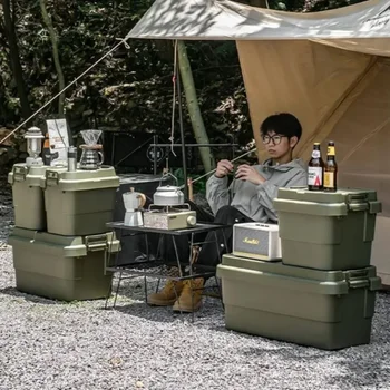 캠핑 보관 상자, 다기능 플라스틱 분류 상자, 여행 휴대용 가정용 보관 정리함, 야외 내구성 솔리드 박스 