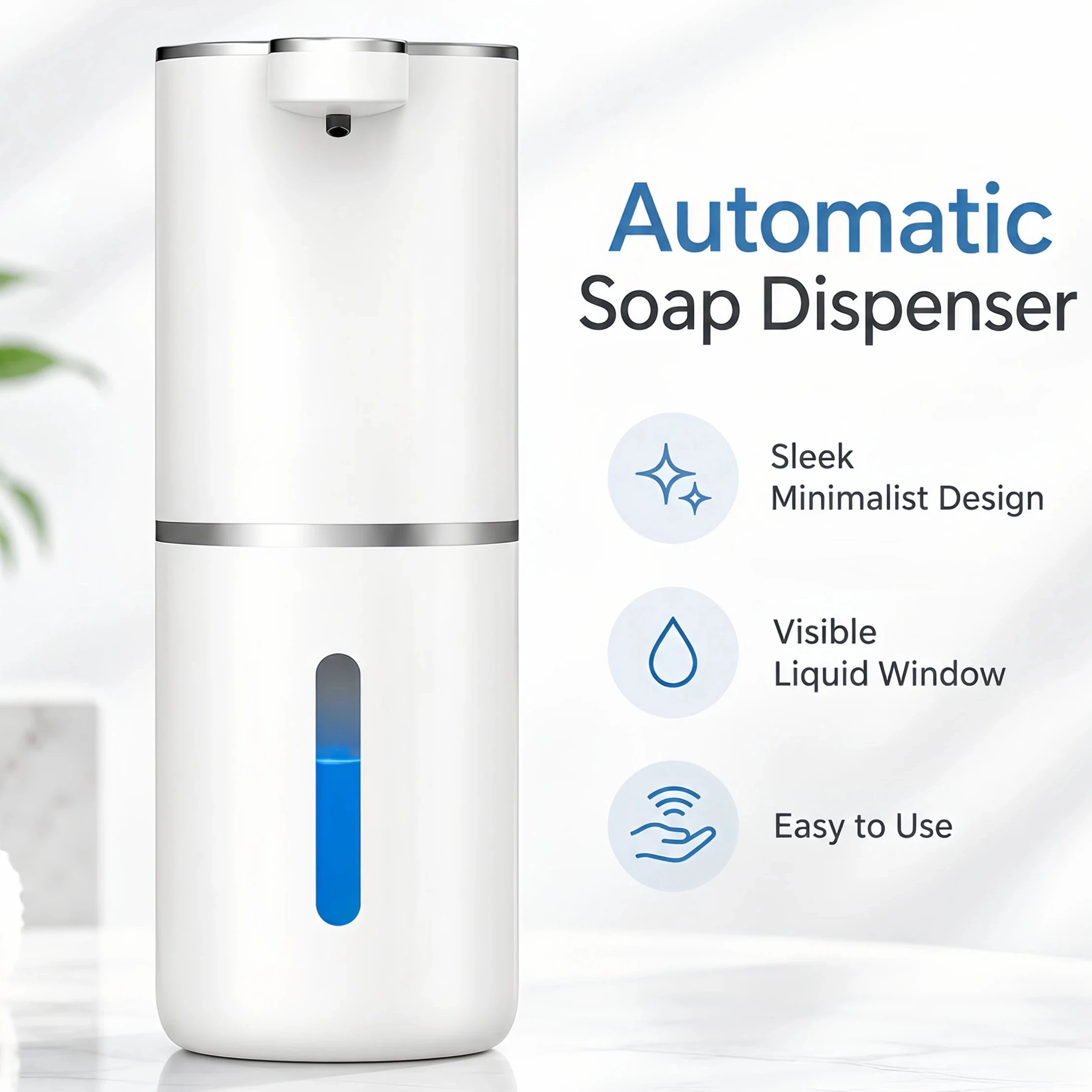Dispenser di liquido, sapone automatico ricaricabile, sensore intelligente a 4 velocità per il controllo del flusso di liquido, ideale per cucina e bagno.