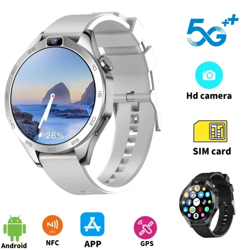 

Round Smartwatch 4G Men Upgrade Chip SIM Card 8GB+128GB Android 8.1 Dual Camera WIFI GPS 1.85" Screen 1380Mah Smartwatch Simcard