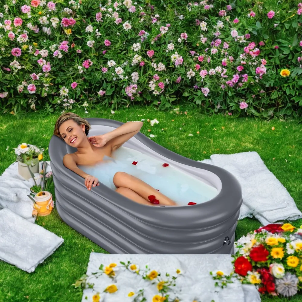 

Custom High Quality Portable Inflatable Bathtub Foldable Tub Spa Designed with Backrest to Enjoy a Hot Bath or a Ice Bath