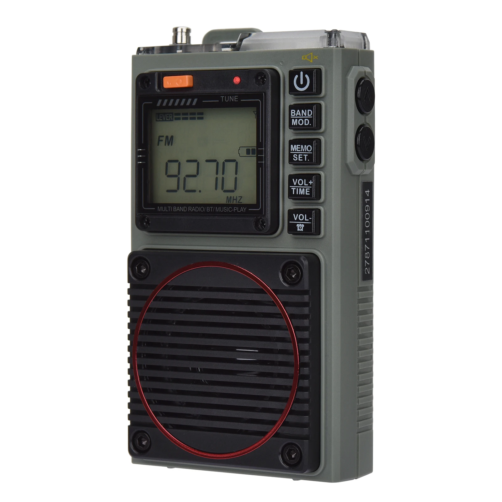 HRD-787 AM/FM/SW/WB راديو كامل الفرقة المحمولة بلوتوث مشغل موسيقى Mp3 دعم TF بطاقة المدخلات مصباح يدوي الإضاءة SOS التنبيه