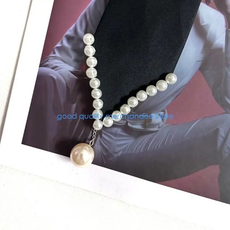 Y5JD Punk ربطات عنق موحدة مربوطة مسبقًا مع الزي المدرسي للفتيات اللآلئ المزخرفة