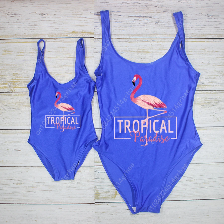 ママと子供娘フラミンゴトロピカルパラダイスかわいいワンピース水着女性ベビーガール水着水着水着