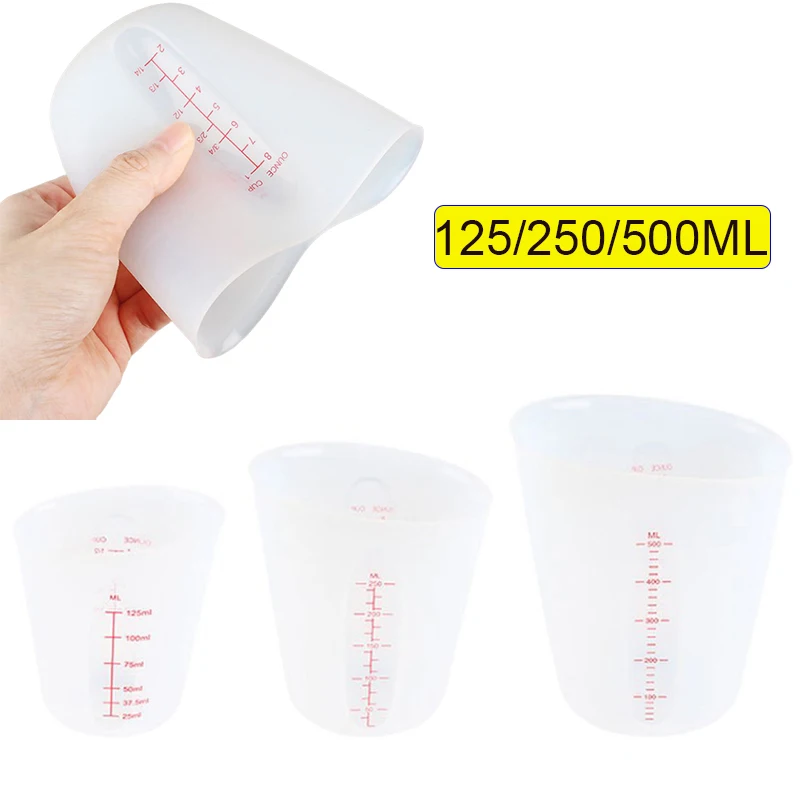 125/250/500ml Silicone Measuring Cup Tools With Scale DIY Gypsum Plaster Epoxy Resin Glue Mixing Cup Tools For Jewelry Making