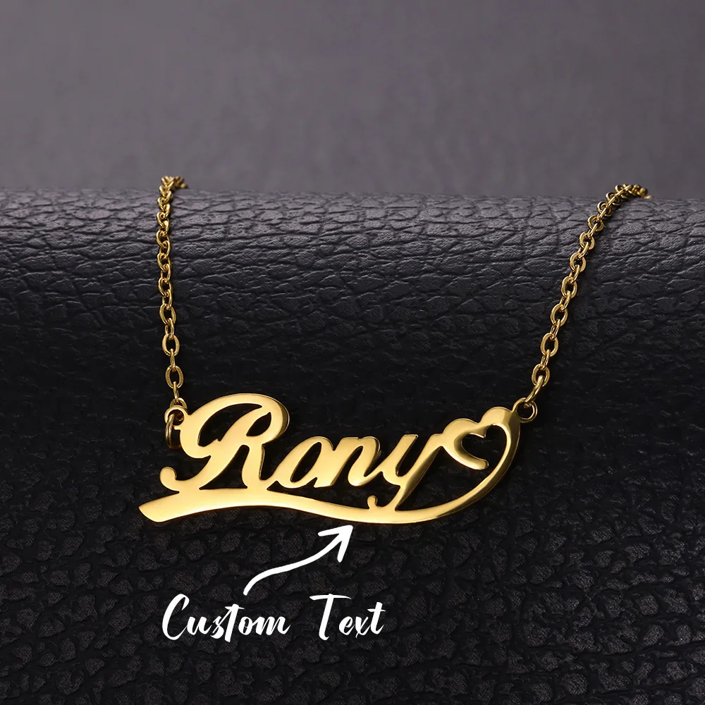 Collier personnalisé avec nom et cœur pour femme, couleur or, acier inoxydable, bijoux pour anniversaire, fête des mères, personnalisation, meilleur cadeau pour elle