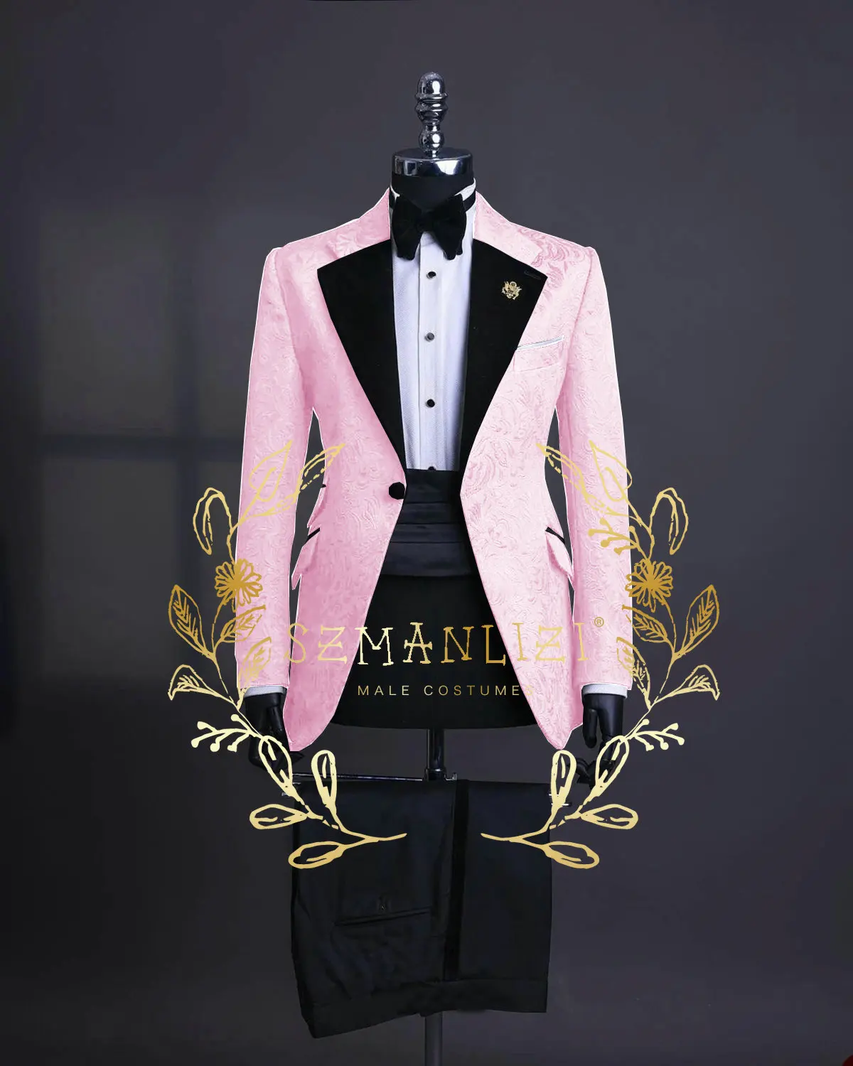 White Jacquard Men's Suits Tailored 2 Pieces Blazer Pants Velvet Lapel One Button Wedding  Party Tuxedo Slim Fit Custom Made