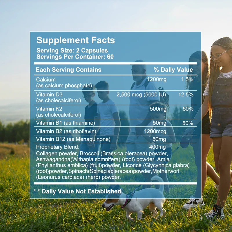 Calcium Vitamin D3 Plus with B12, K2 - High Potency Food-Based Immune Support, Bone Health & Mood Balance Supplement