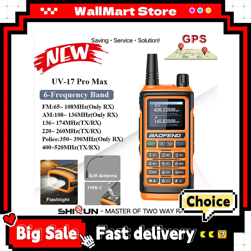 

Baofeng UV-17 PRO V2 2PCS Walkie Talkie Dual Band Portable Long Range UHF 400-470MHz USB/EU/US Ham Two Way Radio for Hunting