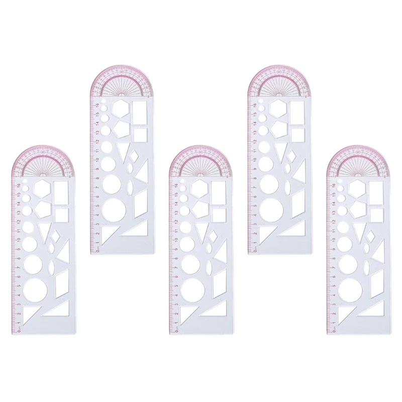 5 قطعة مسطرة قياس الرسم مسطرة هندسية متعددة الوظائف مسطرة الرياضيات