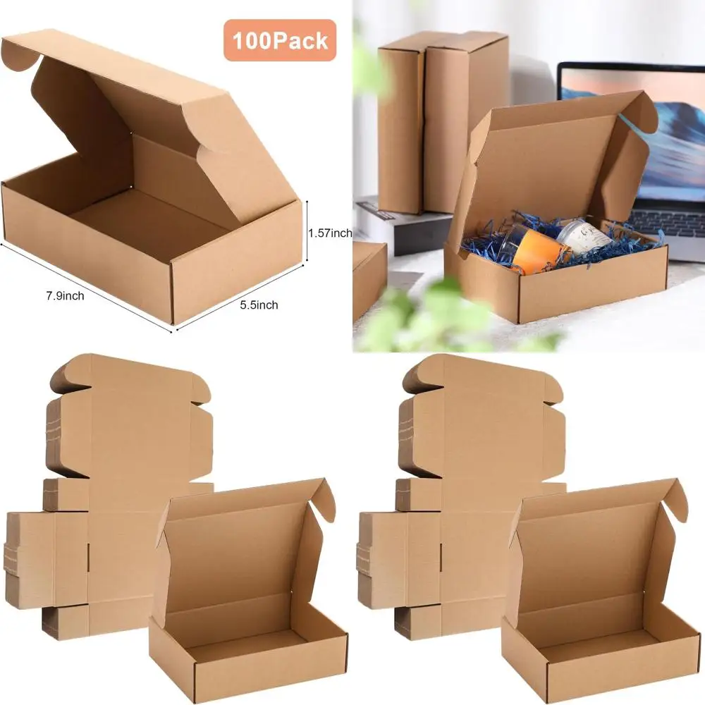 

100 упаковок картонных транспортировочных коробок для подарков малого бизнеса, рассылок и презентаций — 7,87x5,51x1,57 дюймов