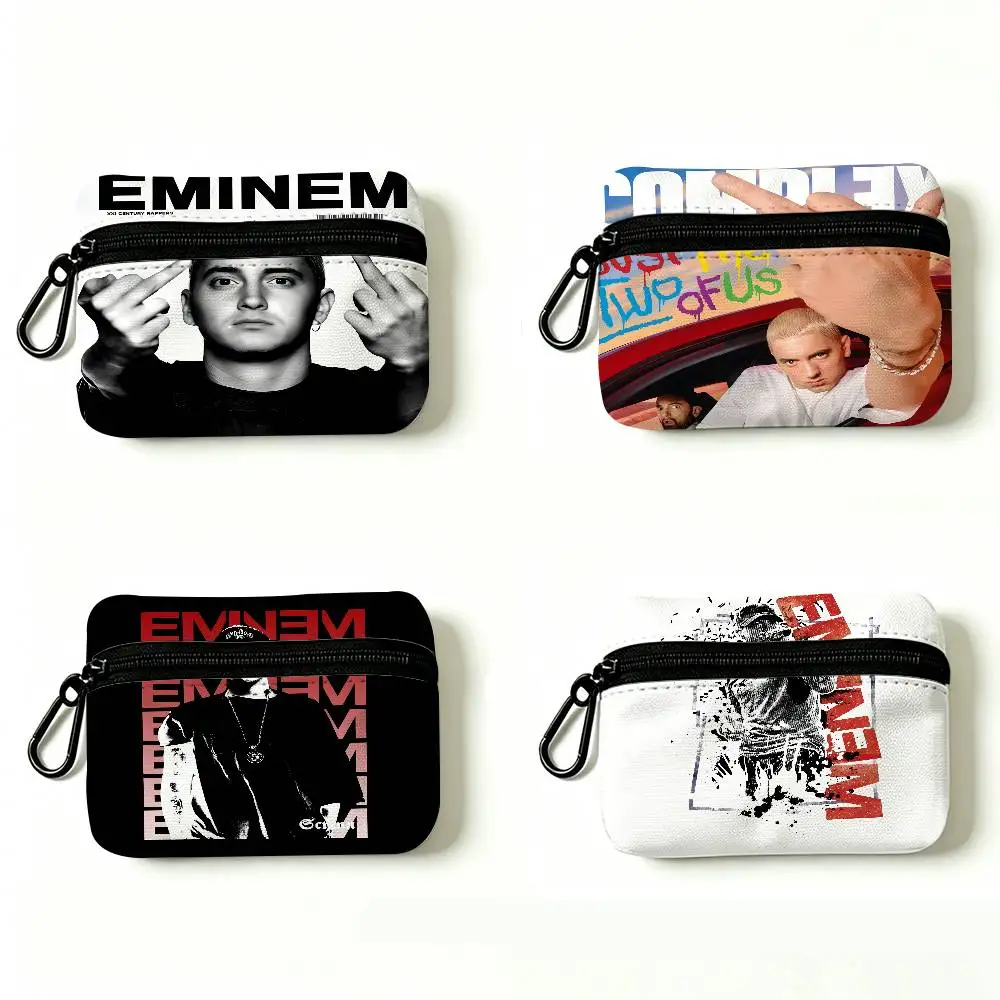 Super Rapper Eminems Multifunctional Oxford Cloth Small Pouch With Hook Mini Coin Wallet Earbud Storage Bag