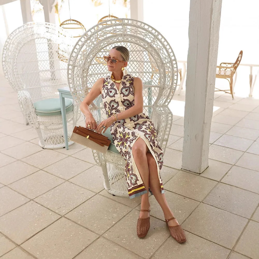 Faionable Svel Vest Dr Open Vest Sle Casual Leisure Print Midi Rok Lange Sve Opstaande Kraag Herfst Dames...