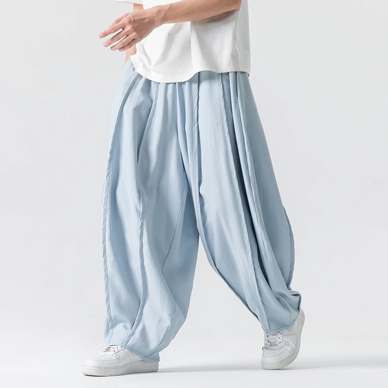 

Streetwear Wide-leg Casual Pants Men Vintage Baggy Trousers Male Jogger Sweatpants Elastic Waist Men Harem Pants Large Size 5XL