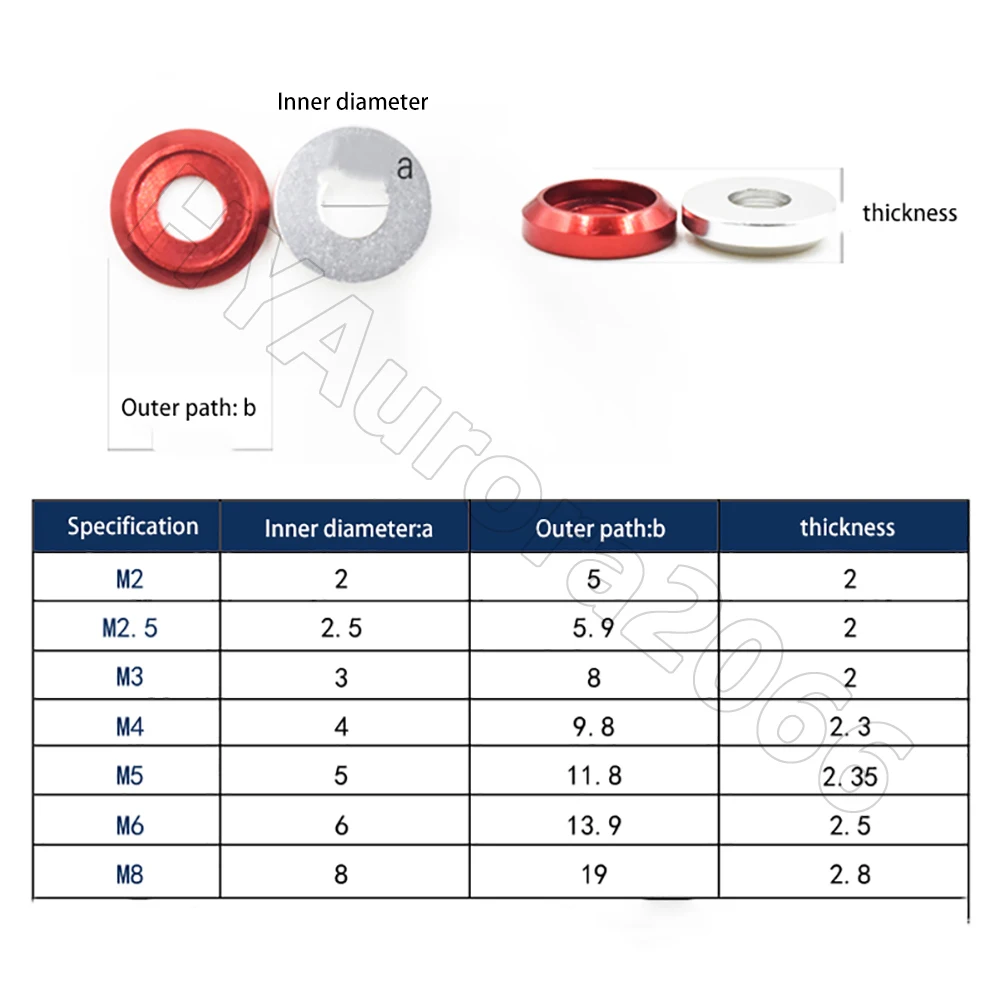 غسالات قبة من الألومنيوم المؤكسد M2-M8 - فواصل رأس كوب مكونة من 11 لونًا لمسامير الأزرار/طائرة بدون طيار FPV/الإلكترونيات #3