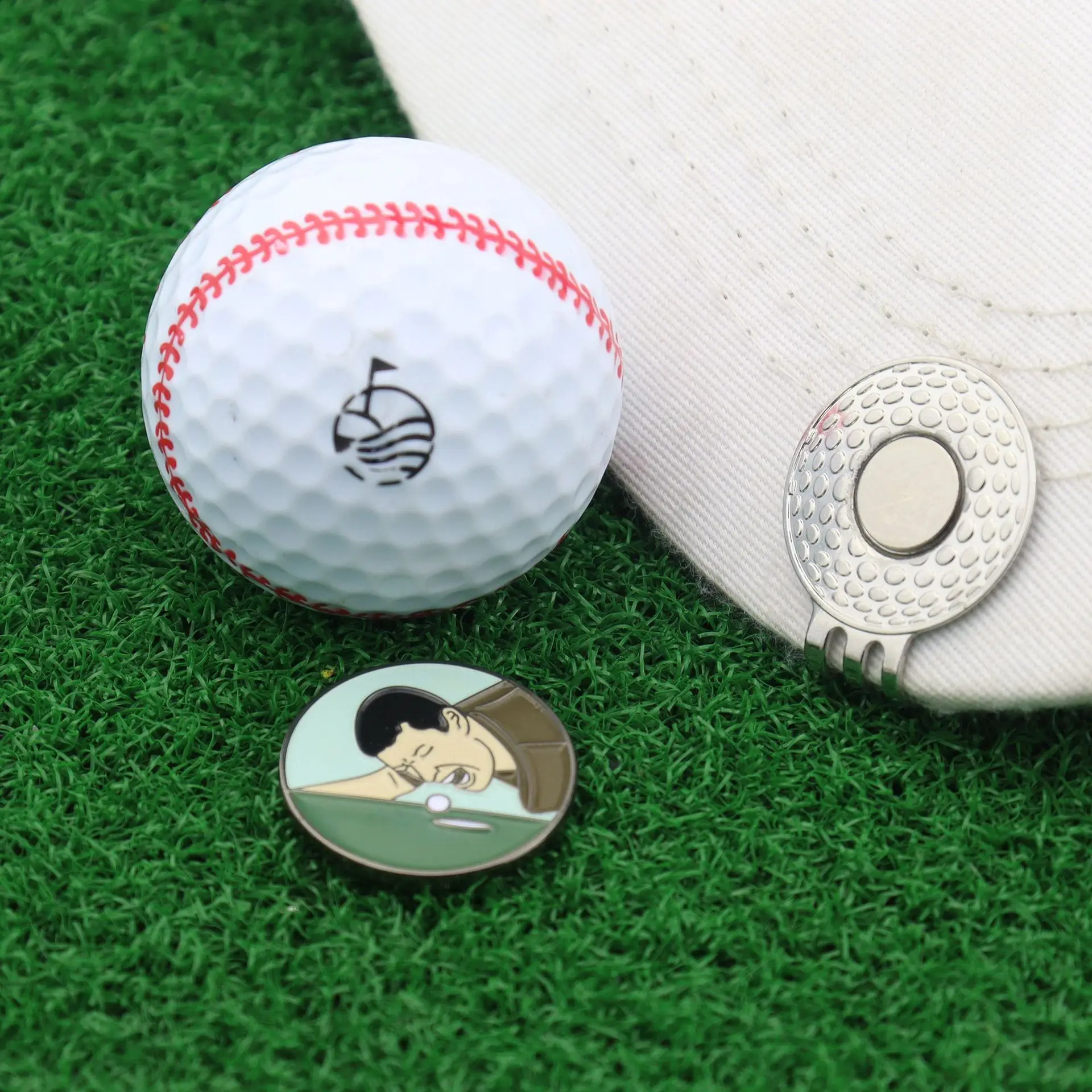 Happy Gilmore marcador de pelota de Golf, Clip de sombrero con esmalte, accesorios de Golf magnéticos, marcador de pelota