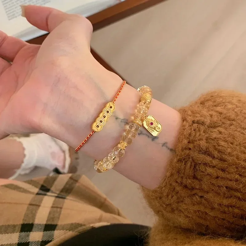 

Real 925 Sterling Silver Zircon Copper Coin Weaving Rope Charm Bracelets for Women Trendy Fine Jewelry Geometric Accessories