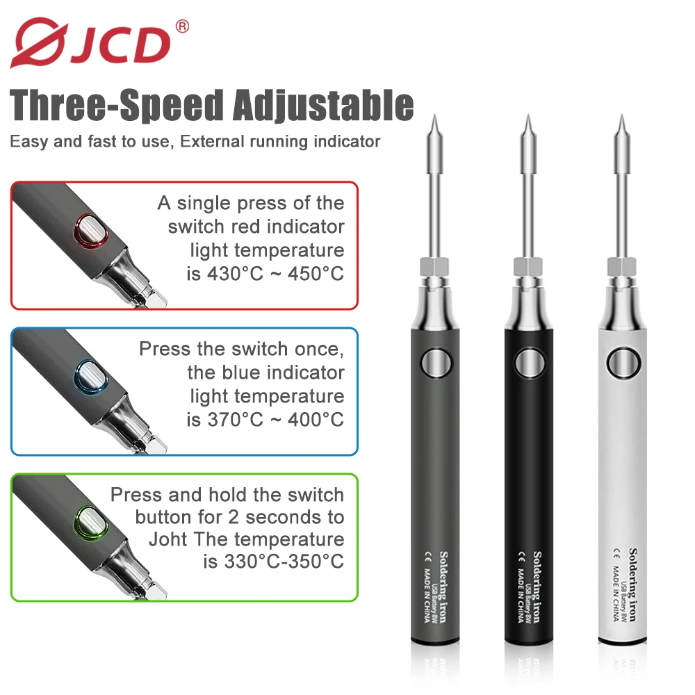 

JCD Wireless Charging Electric Soldering Iron USB Solder Iron 5V 8W Fast Charging lithium battery Portable Repair Welding Tools