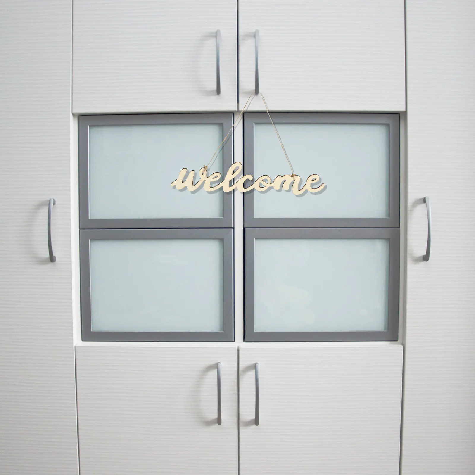 

Wooden Welcome Sign 5 Hangers Hanging Ropes Front Door Wall Tree Decor Wedding Hotel Cafe Shop Store nament