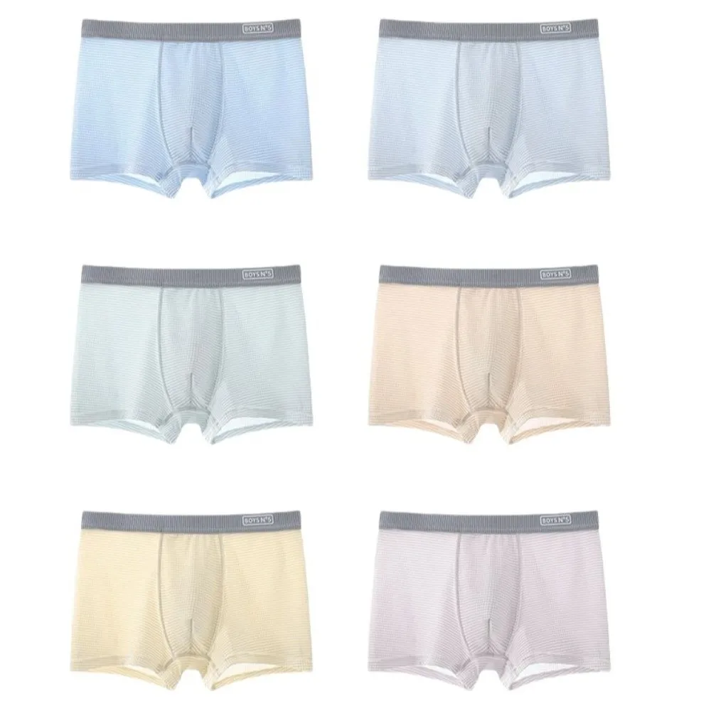 4Pcs Simple Thin Ice Silk Boxer Briefs Mid Waist Underpants Ice Silk Boxers Lingerie Teenager Underwear for Men Summer Spring