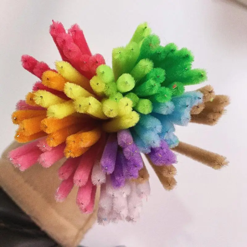 Colored Pipe Cleaners For Crafts 200X Fuzzy Wire Sticks With 20X Hair Balls Twisting Stick Handmade Projects Decorations For
