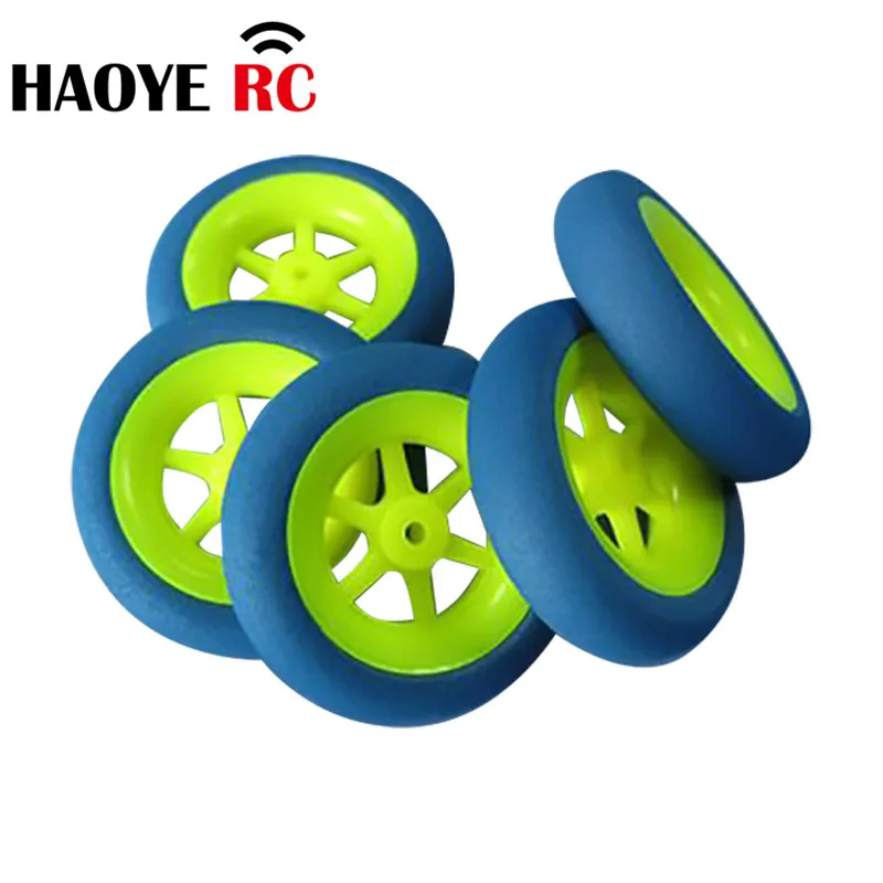 Haoye 10Pcs/Lot  6-Spoke Wheels Sponge Tire Color Blue Super Light Foam Wheels Dia30-50mm For RC Aircraft Model Accessories