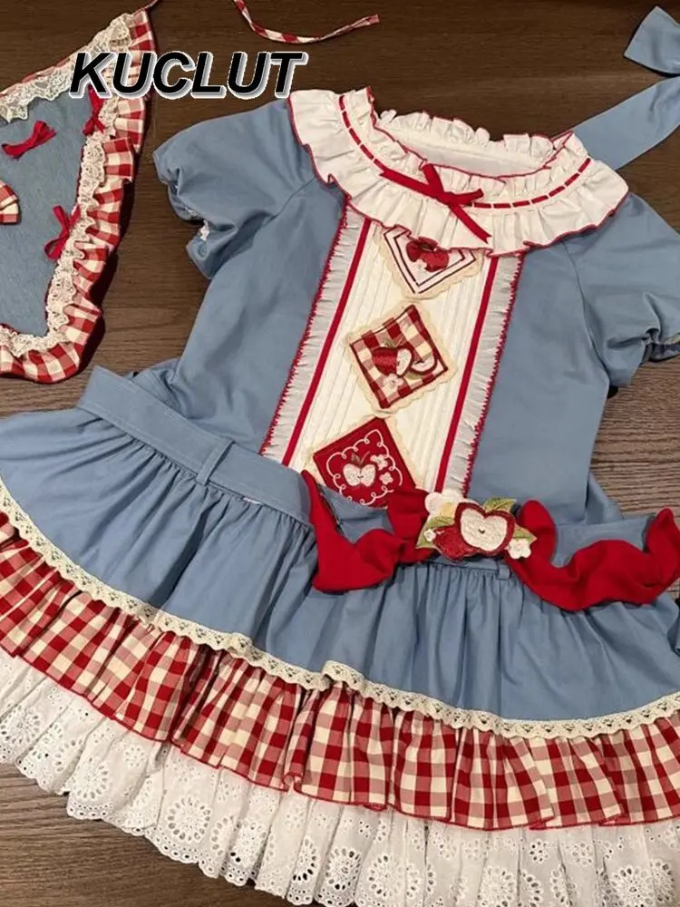 Lolita Stijl Zoete en Leuke Casual vrouwen Elegante Jurken 2023 Nieuwe Zomer Korte Mouw OP Pluizige Prinses Jurk voor Lady