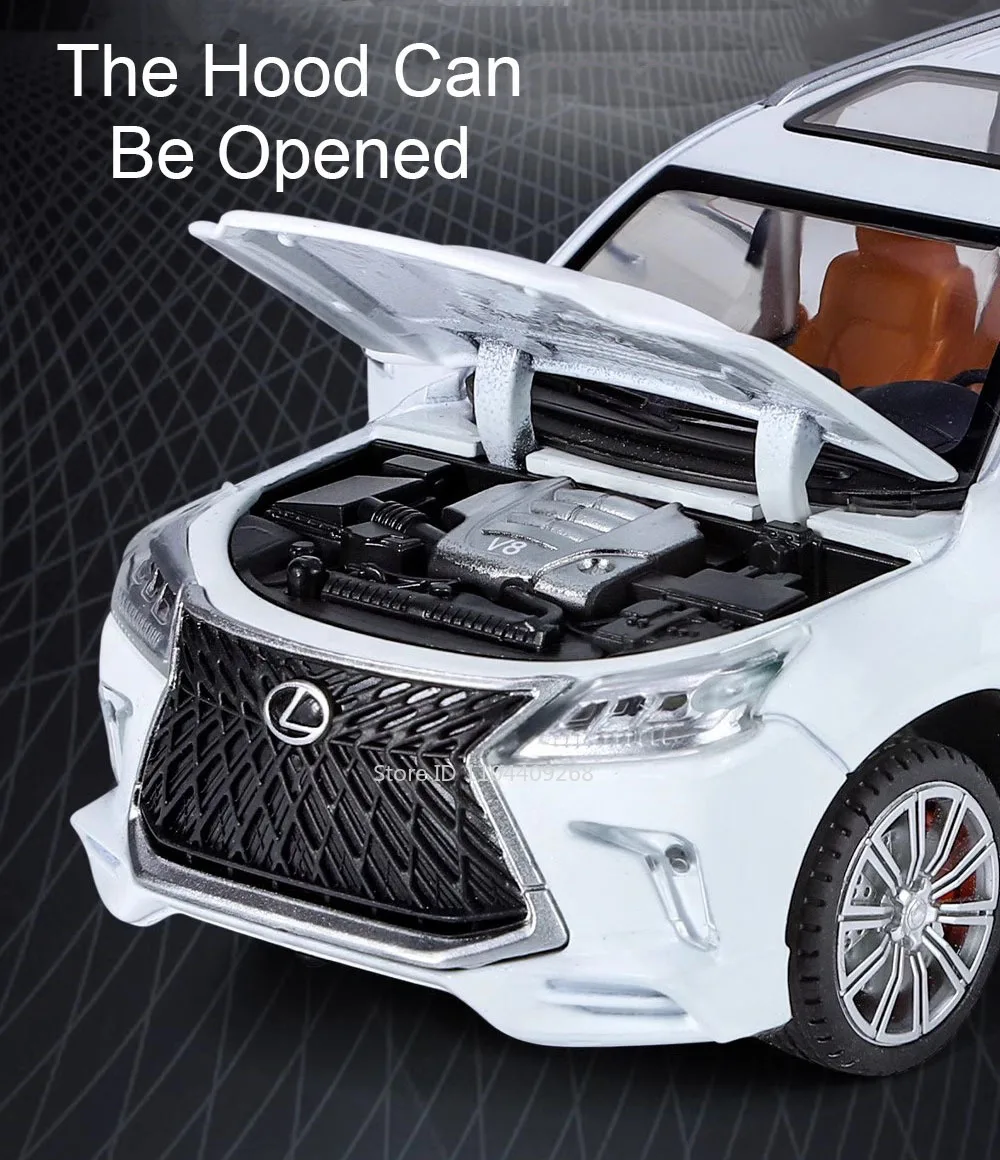 1:32 LX570 GLS580 SUV Model samochodu Zabawka Odlewane metalowe drzwi Otwarte Dźwięk Światło Wycofaj Modele pojazdów terenowych Dekoracyjne prezenty