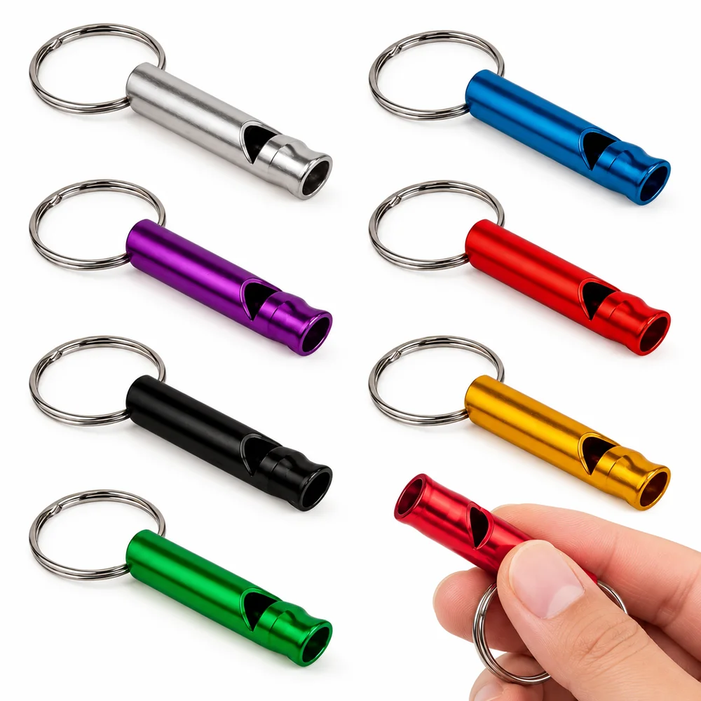 Portable High Pitch Emergency Survival Whistle Aluminum Alloy Keychain Whistle Outdoor Sports Training Lifesaving EDC Tool