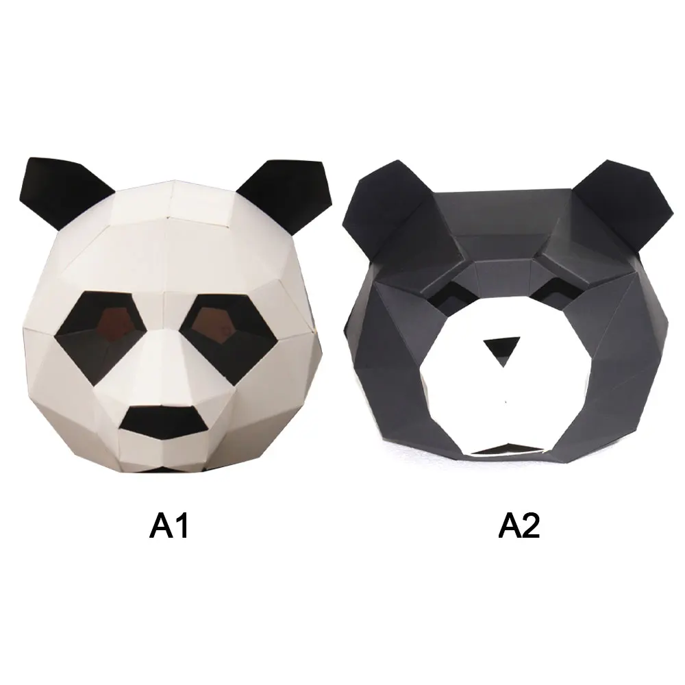 Maschere Cosplay forniture per maschere per feste di Halloween Panda Bear Costume Head Hood modello di carta 3D fai da te Cartoon Handmade Face Cosplay Toys