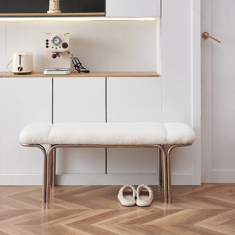 

Stainless steel Nordic shoe changing stool Household entrance bench Bauhaus living room porch stool Bedroom bedside stool