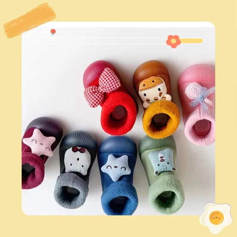 Indoor Boden Schuhe Baby Wanderschuhe Herbst und Winter Gepolsterte Verdickte Baby Socken Schuhe Cartoon Nette Nicht-rutsch Verschleiß-beständig