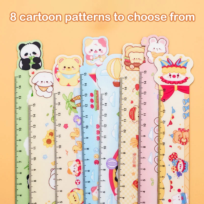 Cute Cartoon Animal Ruler School Supplies Funny 15cm Drawing Tool Kawaii Stationery Rules Multi Functional Magnetic Soft Rules