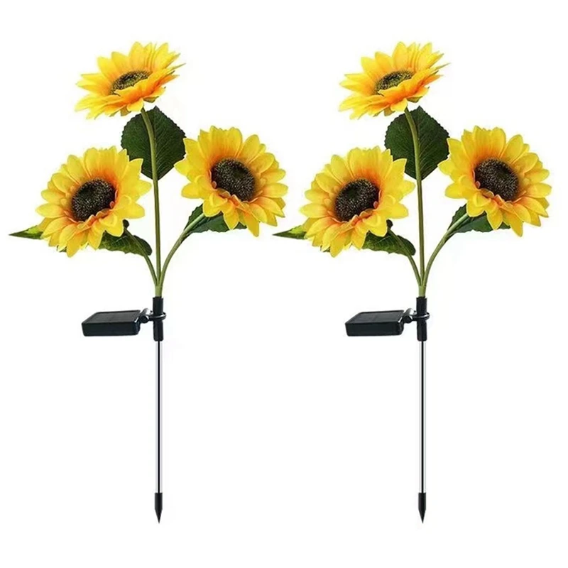 2 Pack Sunflower Solar Light Outdoor Waterproof LED Solar Light Lawn Landscape Light Courtyard Pathway Garden Decoration Durable