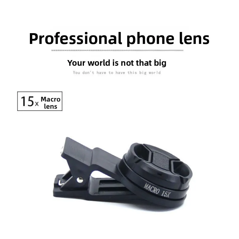 

15x Magnification Mobile Macro Lens with 37mm Glass Element Clip-On Close-Up Lens for Smartphones with Protective Cap