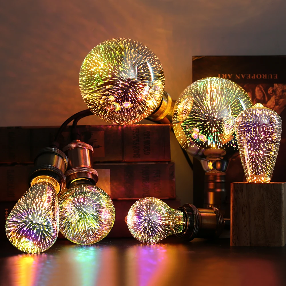 3D LED Edison Light Bulb E27 6W 110V 220V Vintage Star Lamp Holiday Night Light Ampoule LED Lamp Lighting Bulb