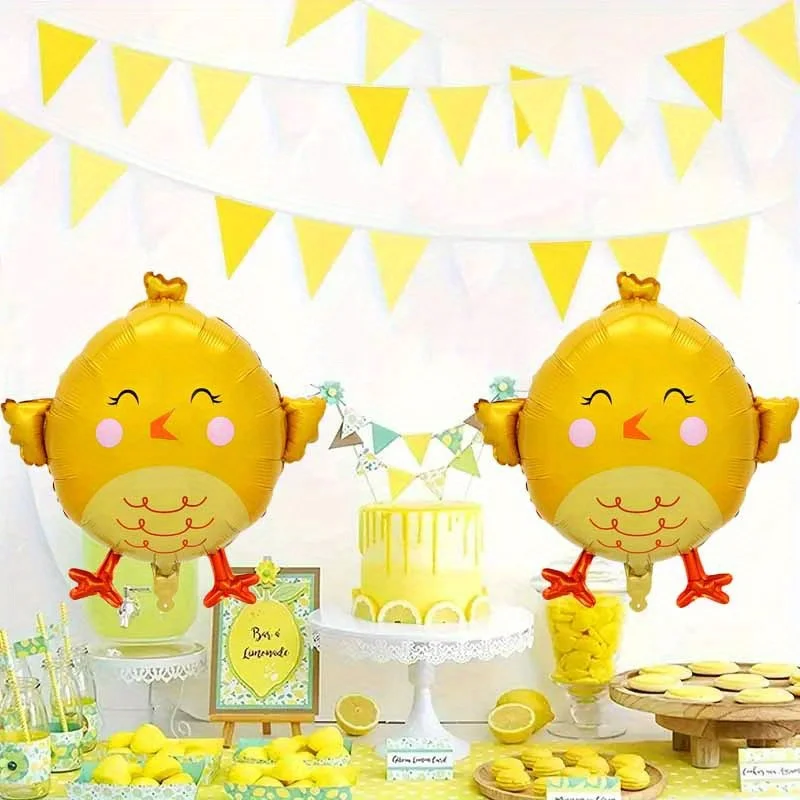 2pcs 22-Inch Yellow Happy Chick-Shaped Balloons Birthday Party Decorations Festival Supplies Atmosphere Photography Props
