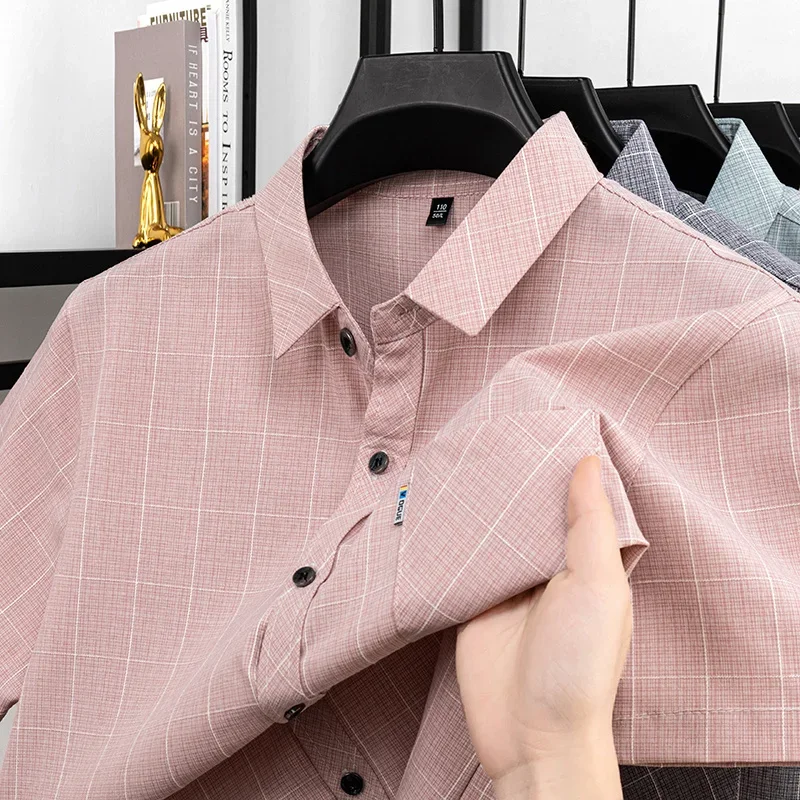 

Mens Comfortable Plaid Short Sleeve Shirt Casual Button Down Tops For Men Daily And Office Work Wear