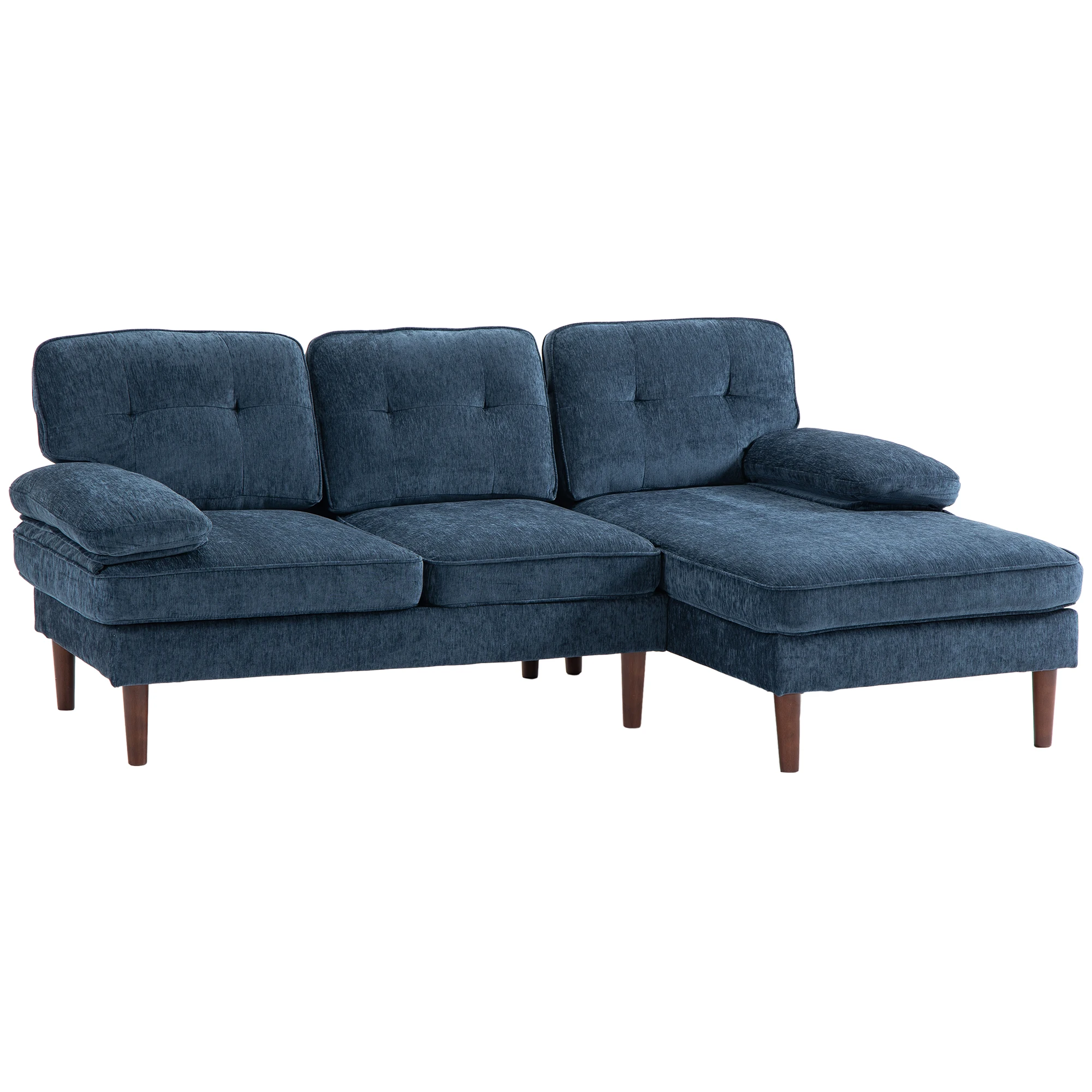 HOMCOM L-shaped corner sofa with armrest 215x142x88 cm blue