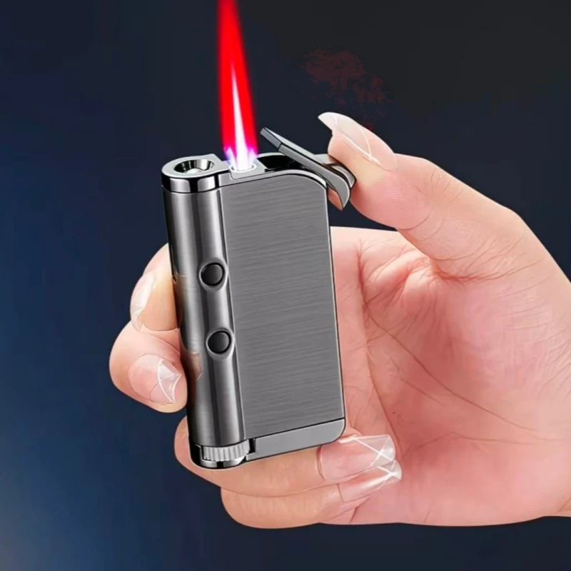 

New Laser Projection Illumination Inflatable Lighter Multi Functional Windproof Red Flame Lighter Cigarette Accessories