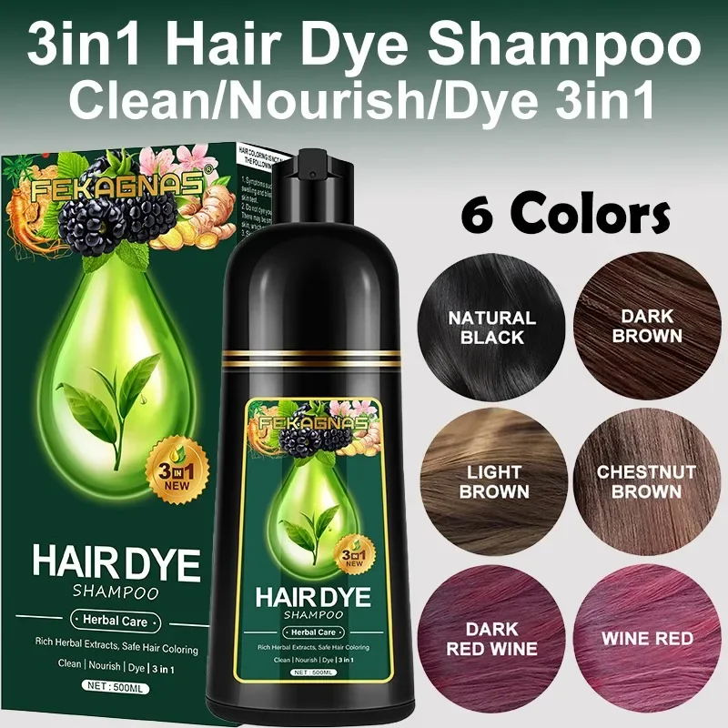 

Hair Dye Shampoo 3 in 1 Black Hair Shampoo Grey Hair Covering Tea Essence Men Women Instant Effect Lasting Cover 500ml