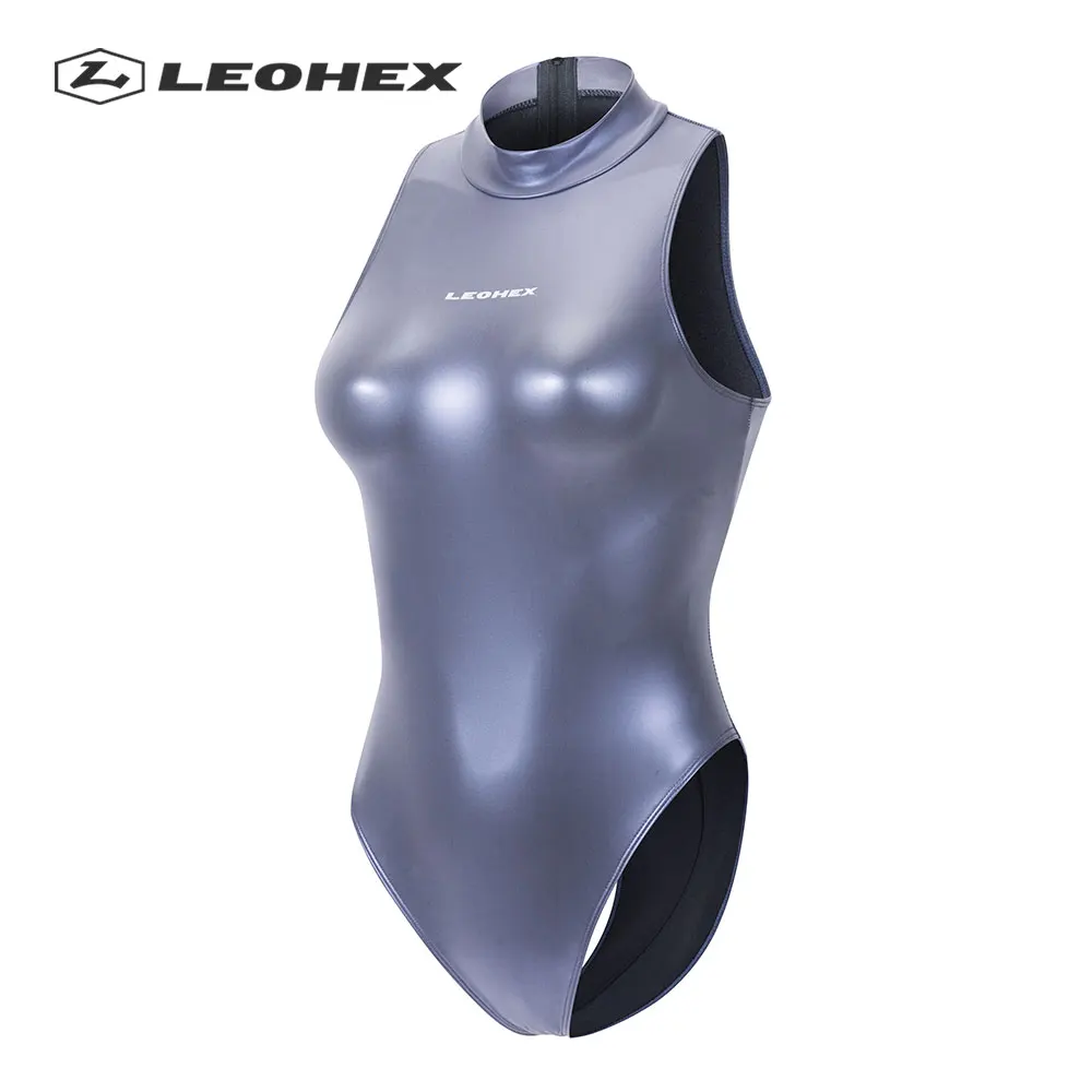 LEOHEX Sexy Matte Back Zipper Leotards Sleeveless Bodysuit High Cut Women Swimsuits Japanese Bathing Suits One Piece Swimwear