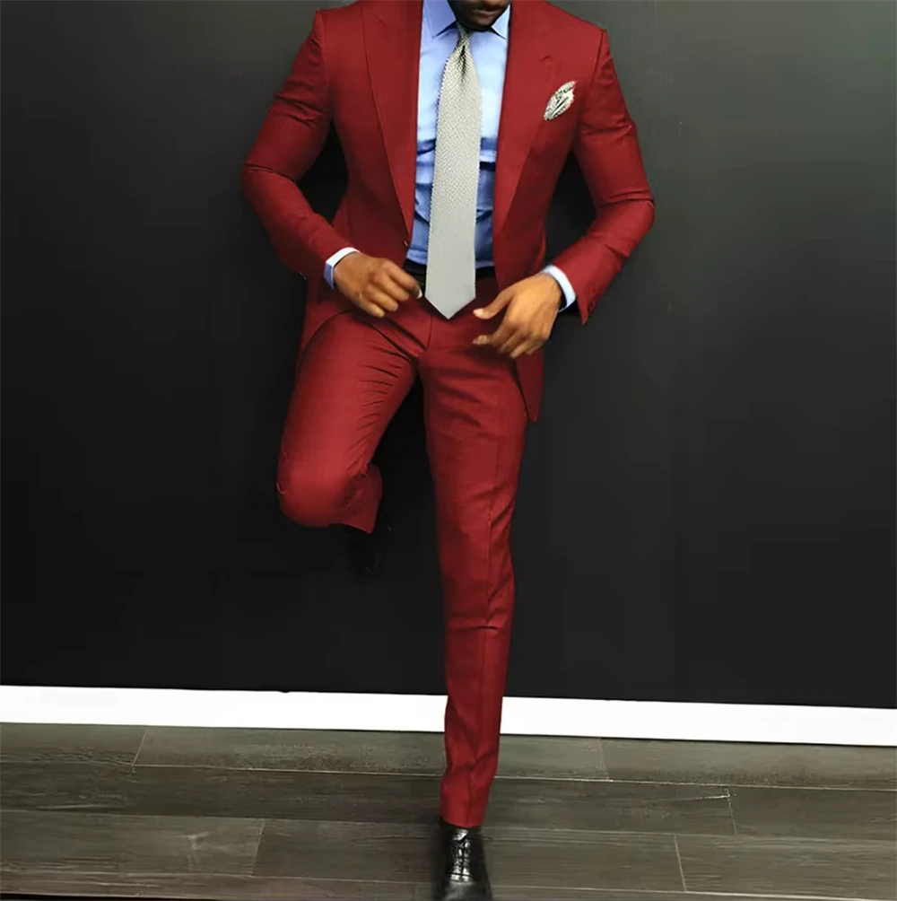 

Мужской деловой костюм на заказ, 2 предмета, формальный офисный костюм, облегающий крой, пиджак и брюки, свадебный костюм для жениха, смокинг