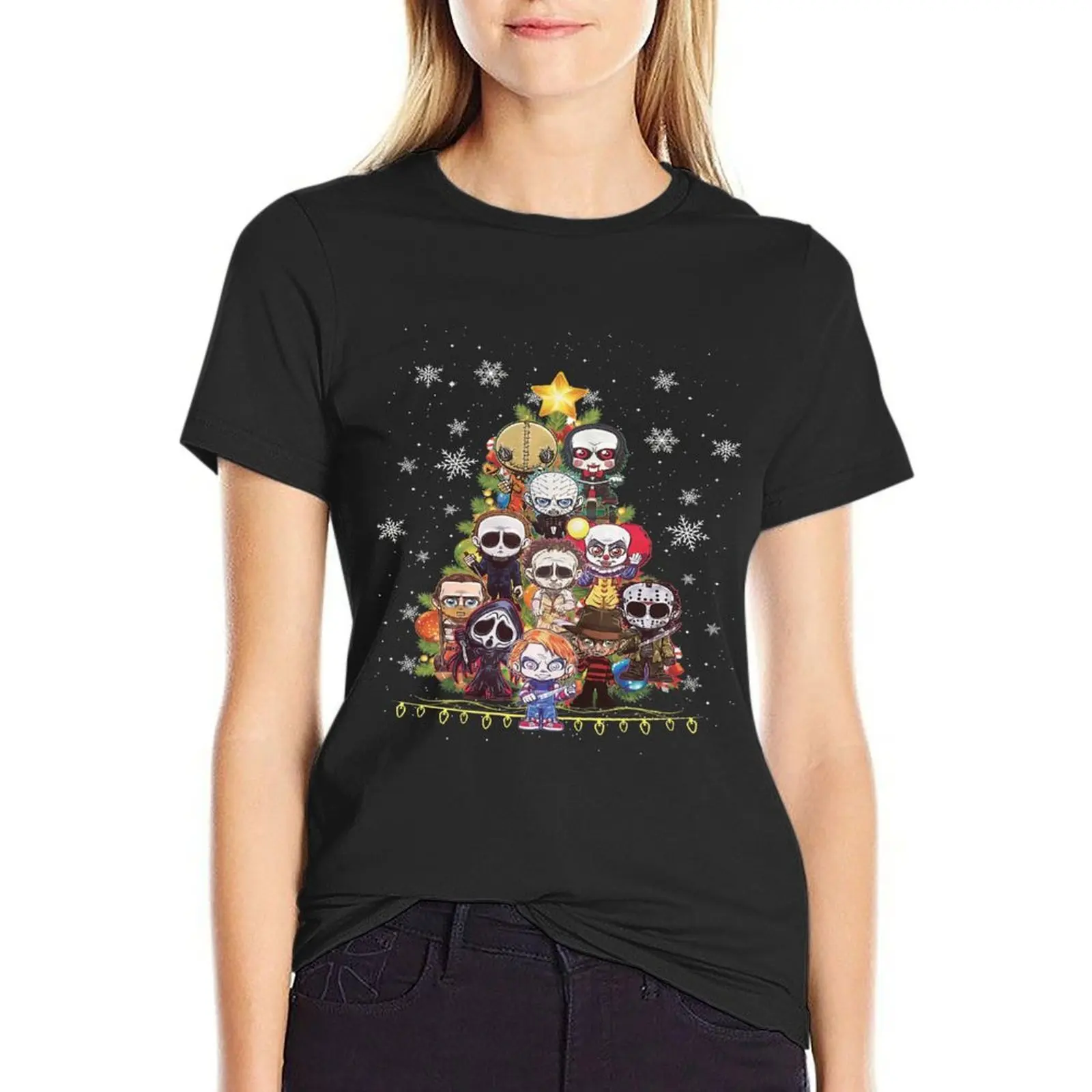 Horror Christmas Halloween Character T-Shirt korean fashion funny t shirts for Women graphic