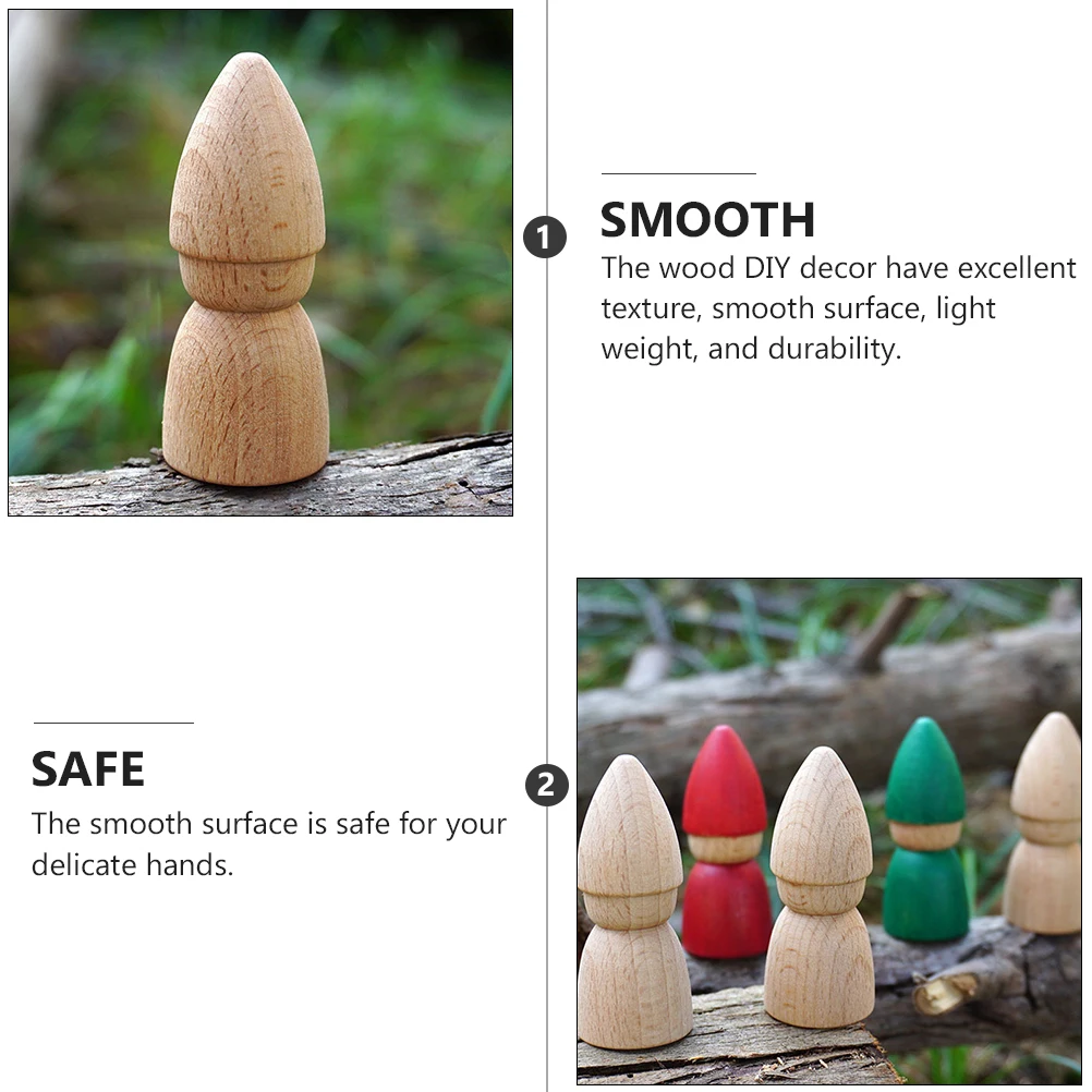 

6 Pcs Wooden Hand painted Puppet Crafts Kids Smooth Surface Lightweight DIY Graffiti Accessories Educational Toys