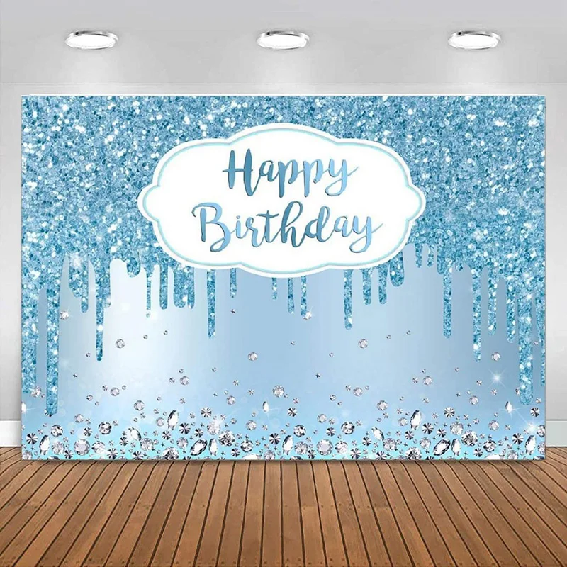 Toile de fond de photographie de joyeux anniversaire pour filles et femmes douces, paillettes de diamants, bannière de fond, décoration de fête
