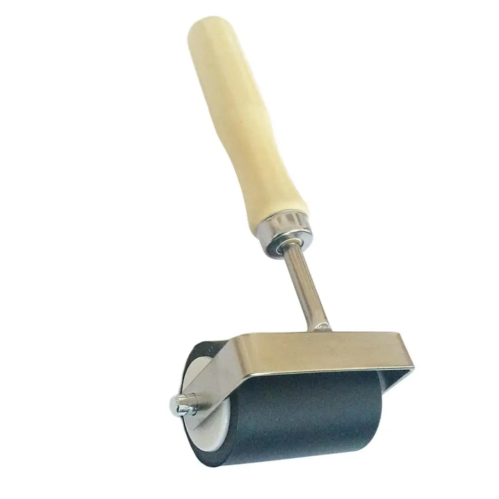 Rubber Brayer Roller Soft Printmaking Tool with Wooden Handle Ink Roller for Crafts and Wall Painting
