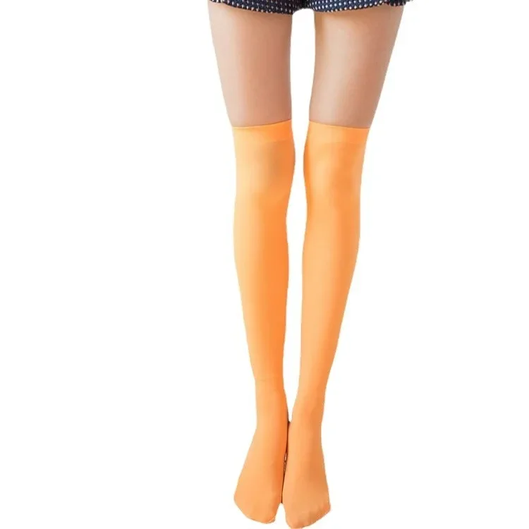 Calcetines largos de encaje por encima de la rodilla para mujer, medias de terciopelo hasta el muslo, pantimedias transparentes ajustadas de seda, estilo universitario